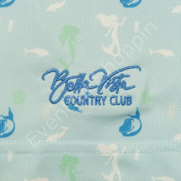 Straight Down Sea Print Bella Vista Country Club Golf Polo Shirt in Blue Size L - Picture 4 of 6